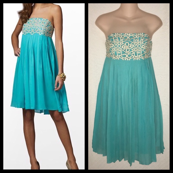 Lilly Pulitzer Dresses & Skirts - Lilly Pulitzer Dress Jillie Chiffon strapless Silk lined Sz 0